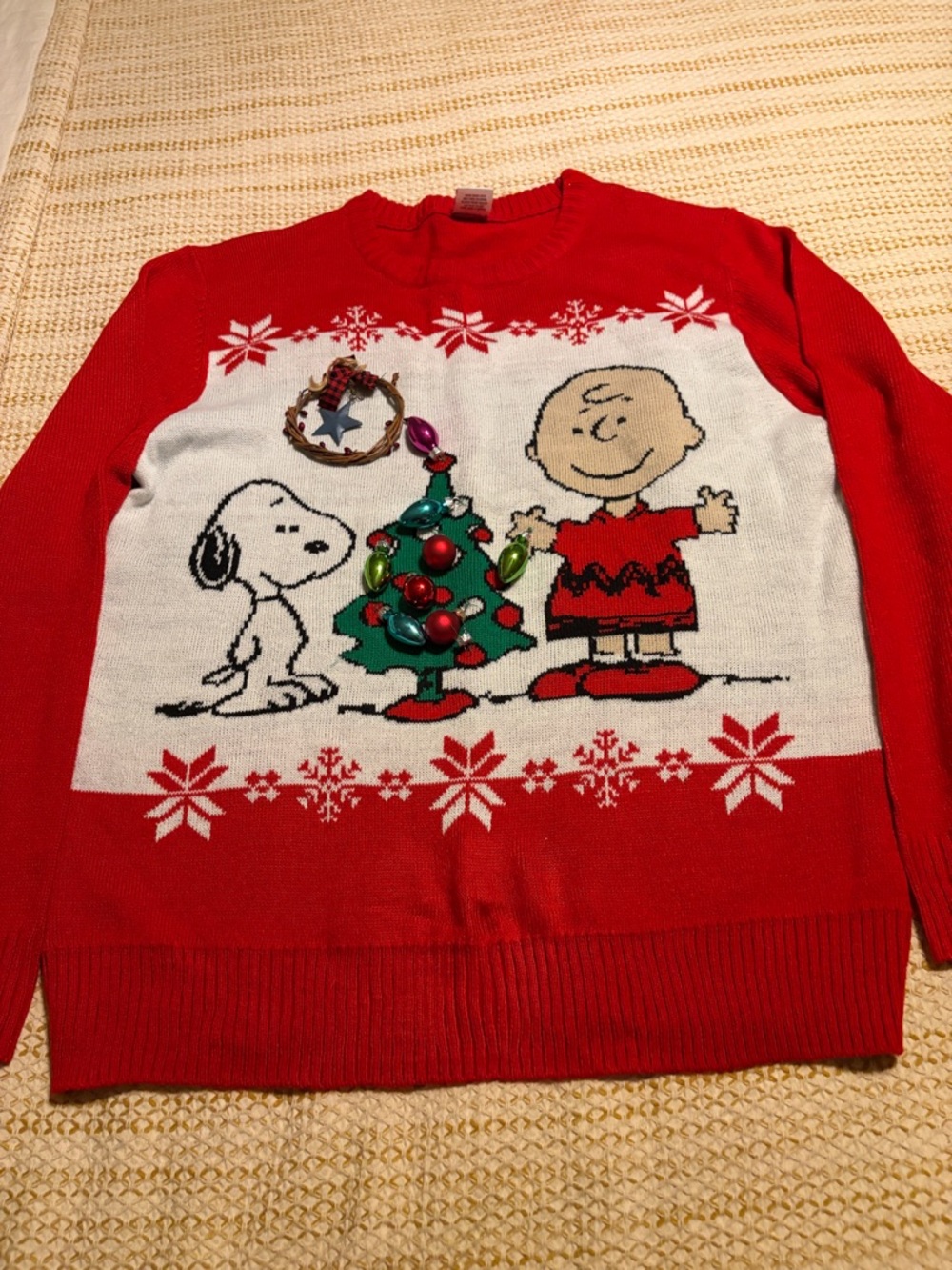Peanuts Red Charlie Brown & Snoopy Christmas Crewneck Sweater